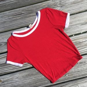 Form fitting red crop top NEVER USED